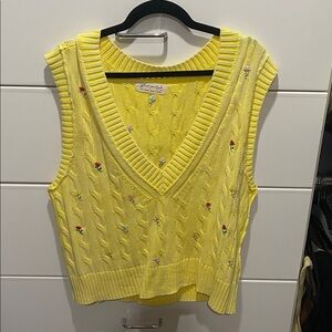 2955. FREE PEOPLE Plumeria Floral Vest in Seeking Sunshine Combo NWT $78